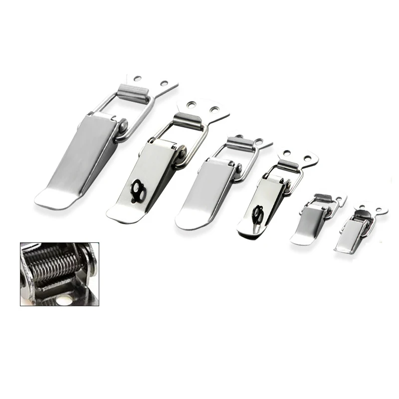 Stainless Steel Spring Loaded Safety Buckle Lock Adjustable Toggle Locking Clip Latches