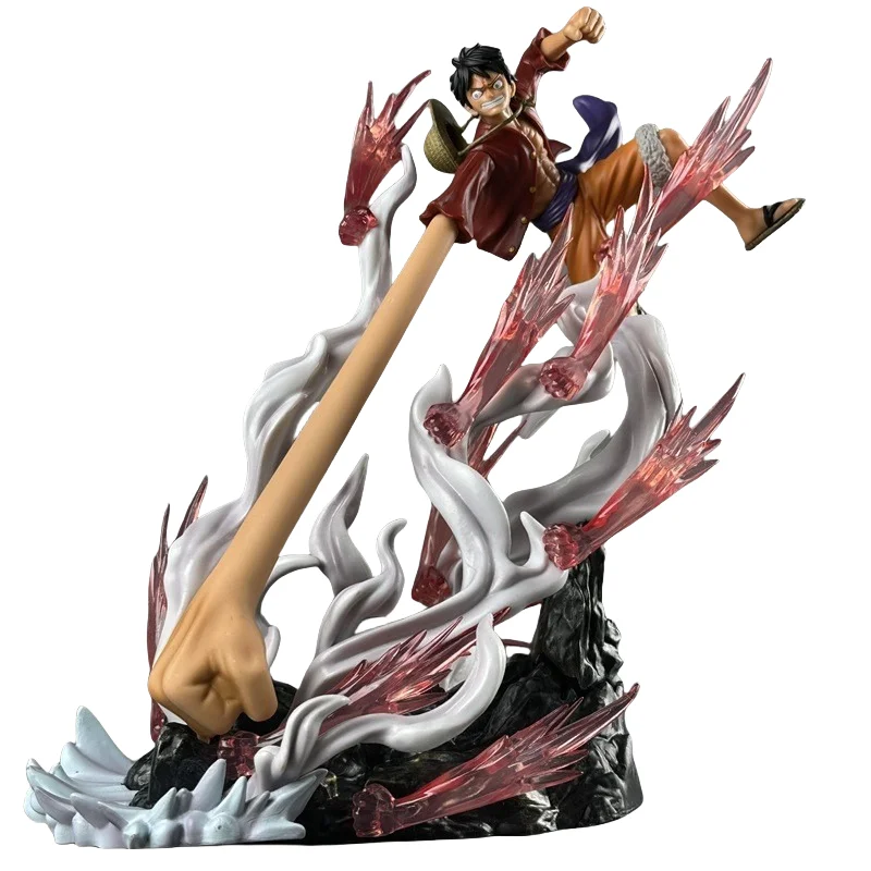 One Pieced Action Figure GK Wholesale of Machine Gun Road Flying Hand Rubber Fruit Battle Scene Anime Handmade Model Decoration