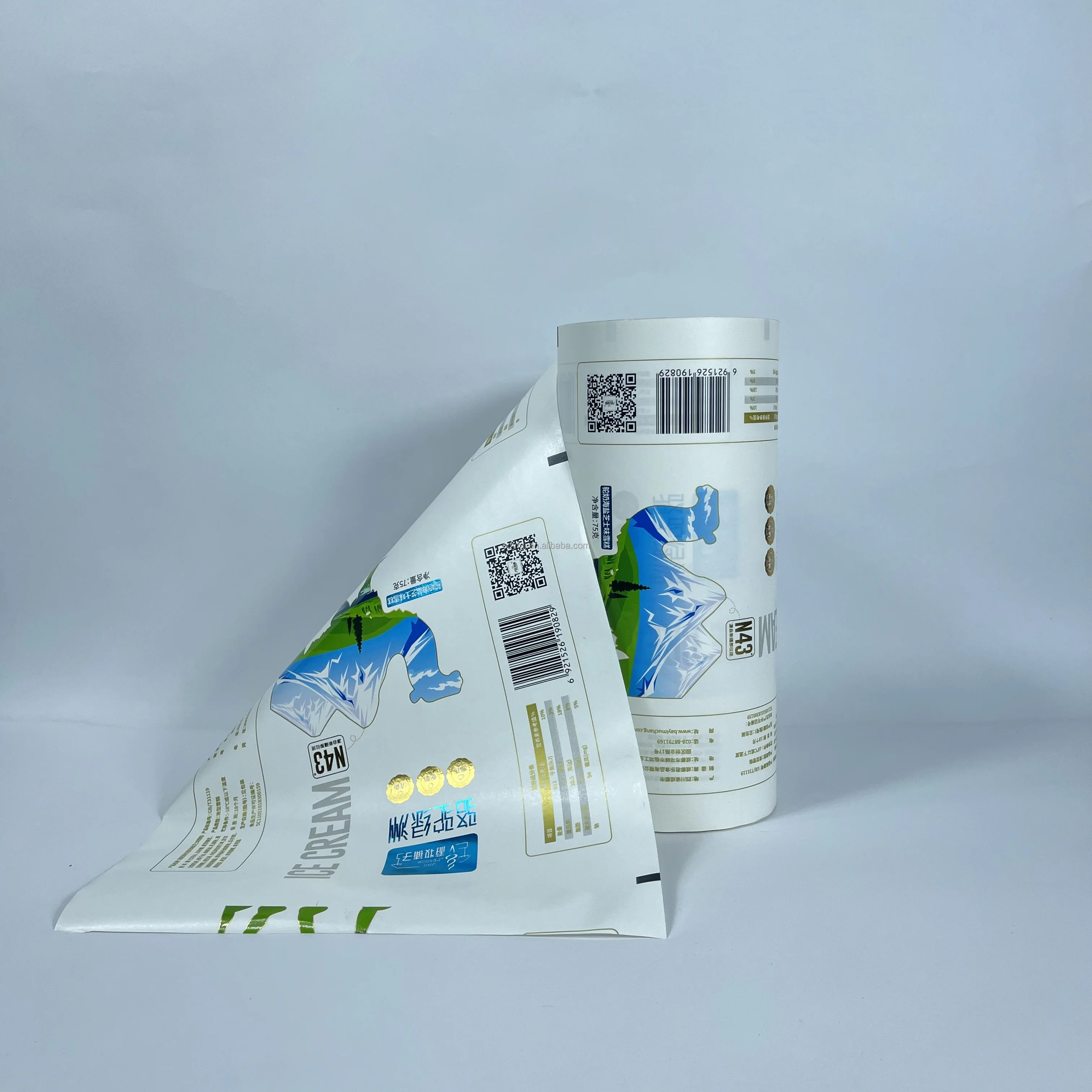 Custom Printed Compostable Biodegradable Composite PLA Laminated Ice Cream Sachet Packaging Kraft Paper Roll Stock Film