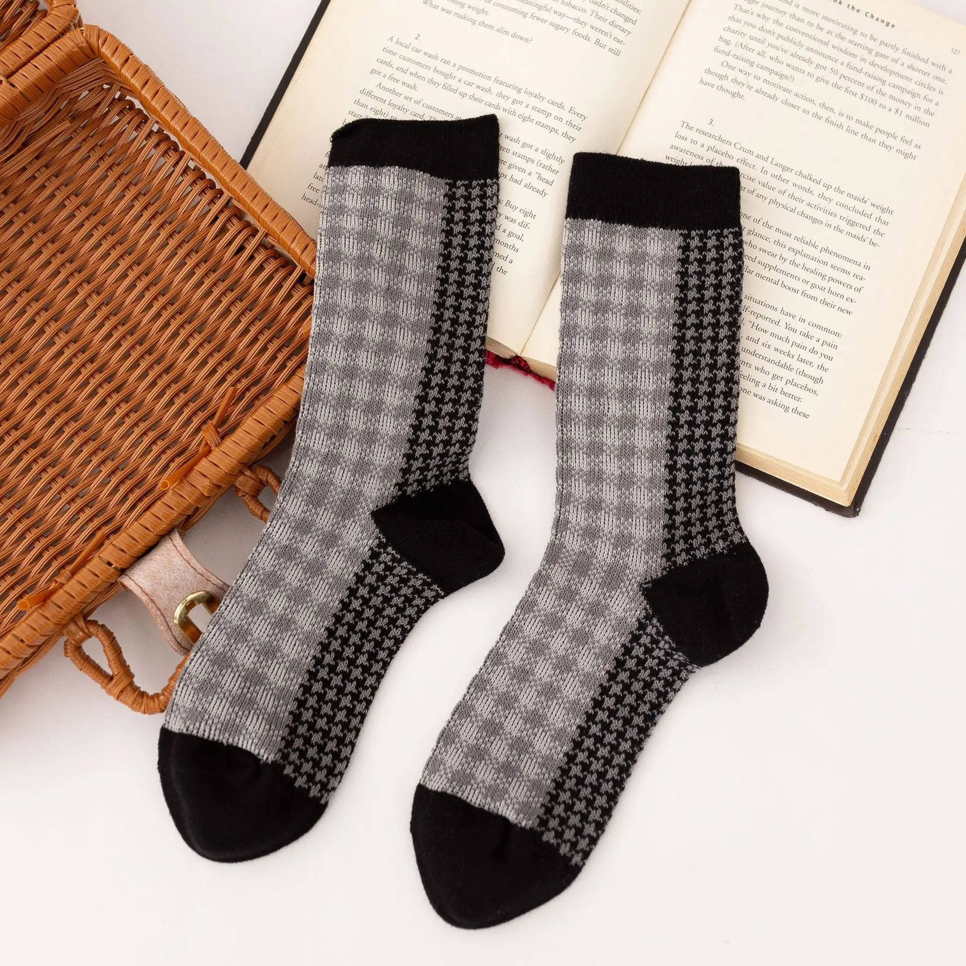 Autumn and Winter New Black and White Series College Style Socks Girls Socks