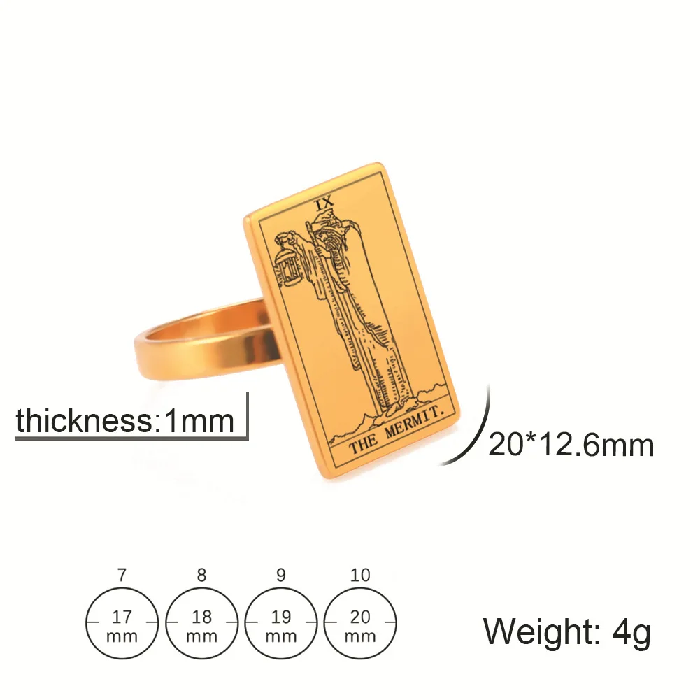 2024 Trendy 18K Gold Plated Stainless Steel Ring Vintage Rings Astrology Divination Magic Amulet Tarot Cards Rings for Women Men