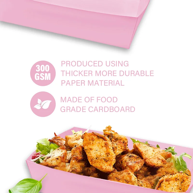 Xieli Schönes rosafarbenes festes Papierboot-Essenstablett für Party-Geschirrdekoration