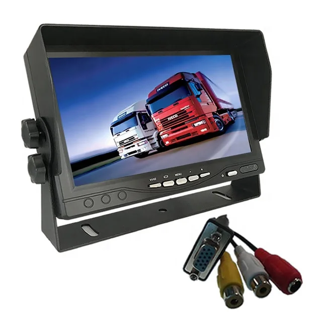 HD1024X600 IPS Computer Monitor 7 inch Small TV Color TFT LCD CCTV Monitor with VGA AV/AV2 3CH Input Port for Car PC DVR Cameras