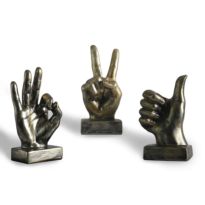 Fingers Gesture Statue Creative Nordic Art Handcrafts Resin Sculpture Handicraft Table Desktop Display