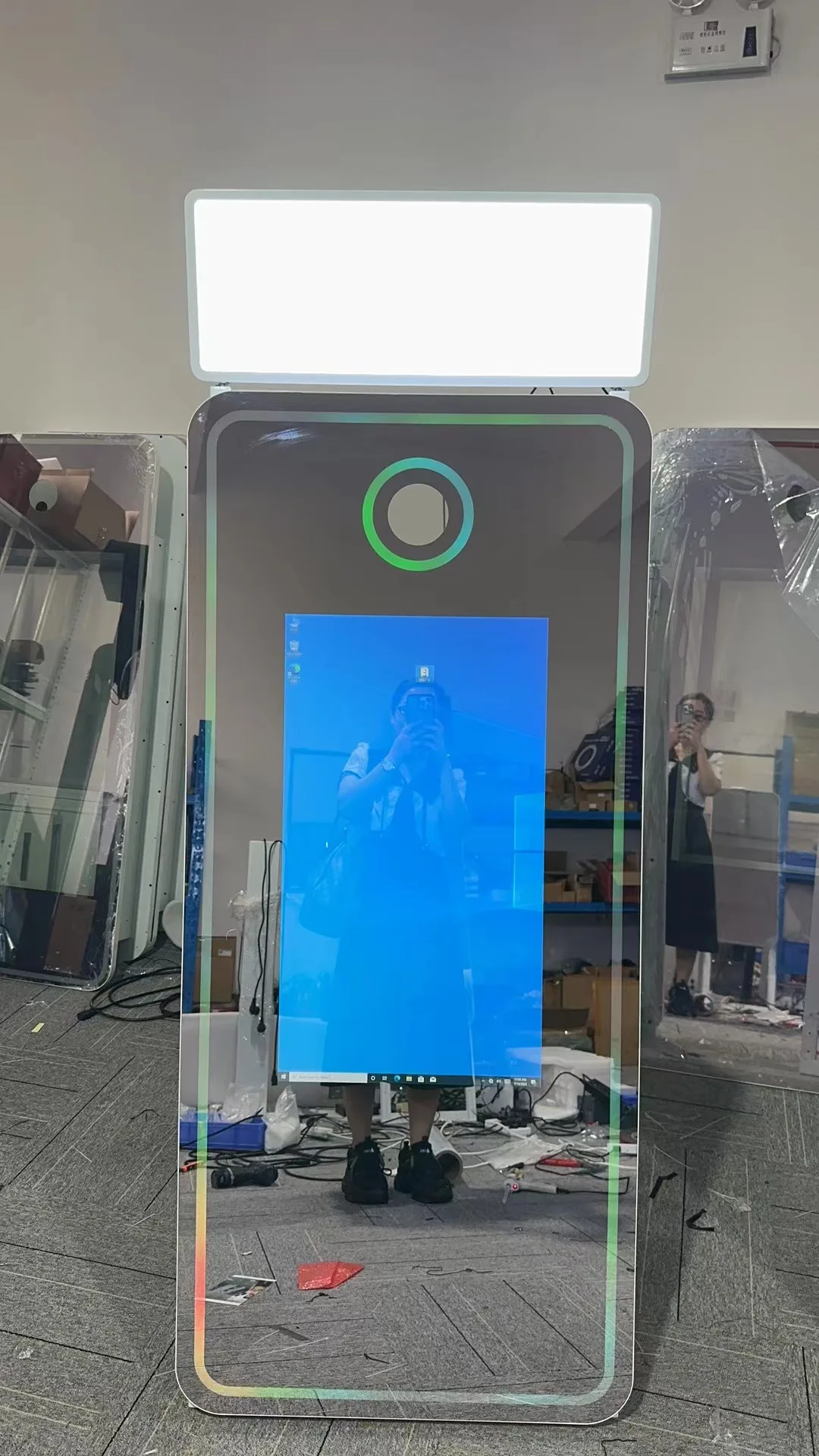 New selfie photo booth mirror photo booth magic mirror photobooth machine led frame mirror photo booth with printer and camera