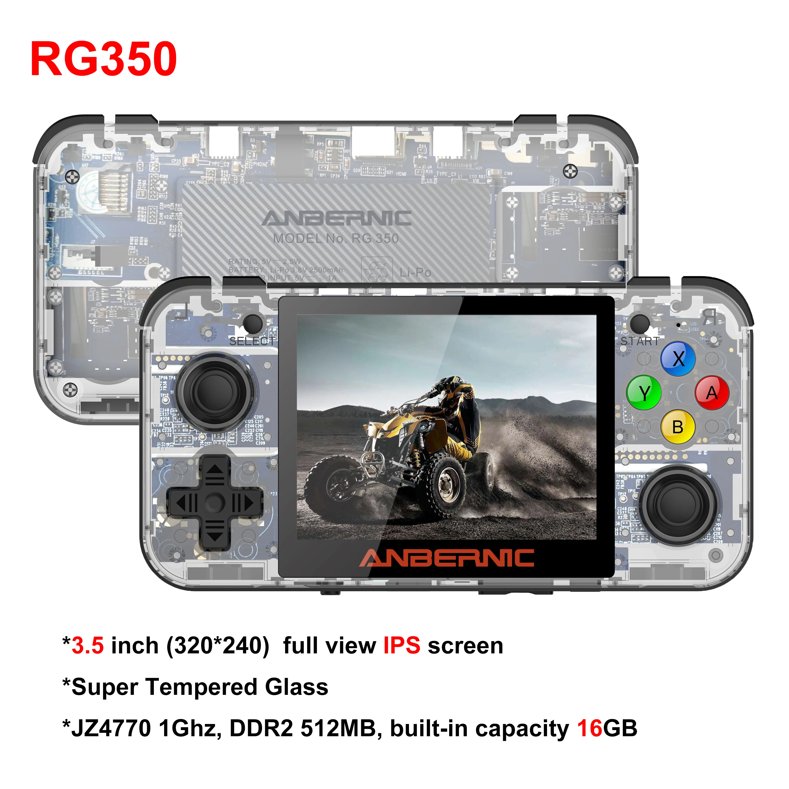 ANBERNIC RG350 Retro Game Console 3.5inch IPS Screen Handheld Game Player PS1 FBA GB MP3 MP4 Video Gaming Console Players Box