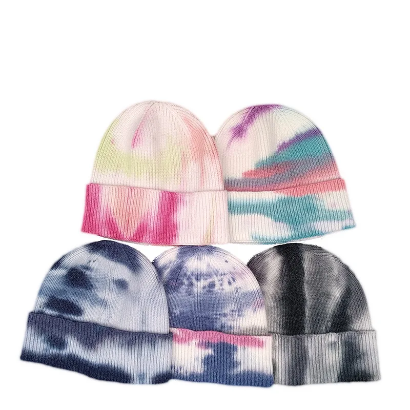 
The latest fashion rainbow beanie hat tie-dyed knitted hat 