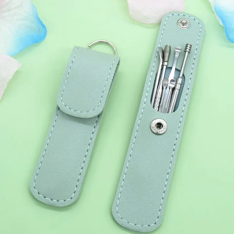 Oem Ear Pick Kit Ear Cleansing Tool Sliver Metal Ear Spoon Earwax Curette Remover Earpick Tool With Storage Box For Home Travel