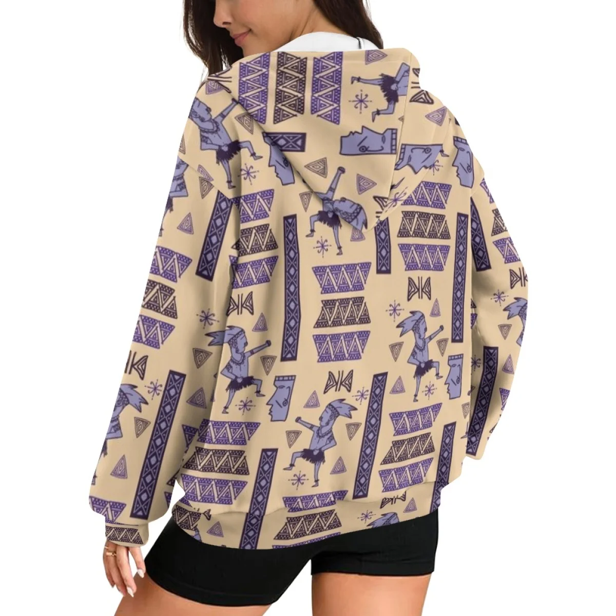 Wholesale Mid America Mexico Maya Aztec Hoodies For Woman Custom Print Sublimation Heavyweight Fashion Streetwear Loose Hoodies