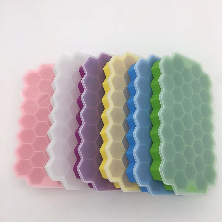 WONDERFUL 37 Honeycomb Compartment DIY Ice Cube Mould Reusable Creative Ice Box Plastic Ice Cube Tray with Lid