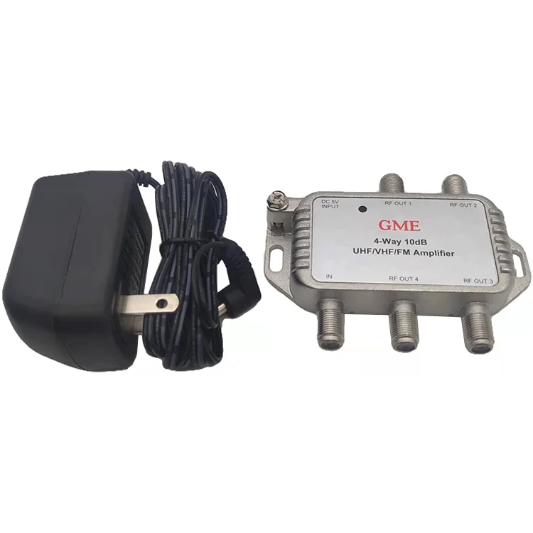 Factory Hot Sales 4 Way Boosts TV And FM Signals By 10dB Indoor UHF/VHF/FM Signal Amplifier