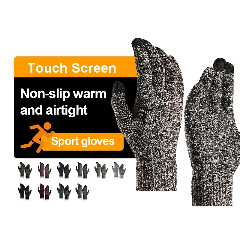 HSD Popular 2021 In Stock 7 Days Sport Gloves Winter Gloves Thick Knit Touch Screen Running For biking  Racing Gloves