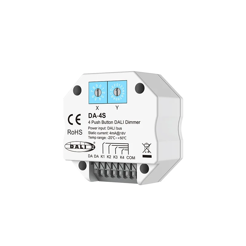 DA-4S 4 Push Button DALI Dimmer Master DALI Bus Power Supply 1-4 push button control