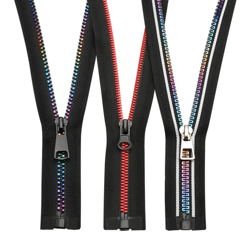 OCO Custom rainbow heart Jacket Cremalleras Plastic Zipper 10 8 5 3 Vislon Zipper Fermeture Eclair open End Resin Zippers