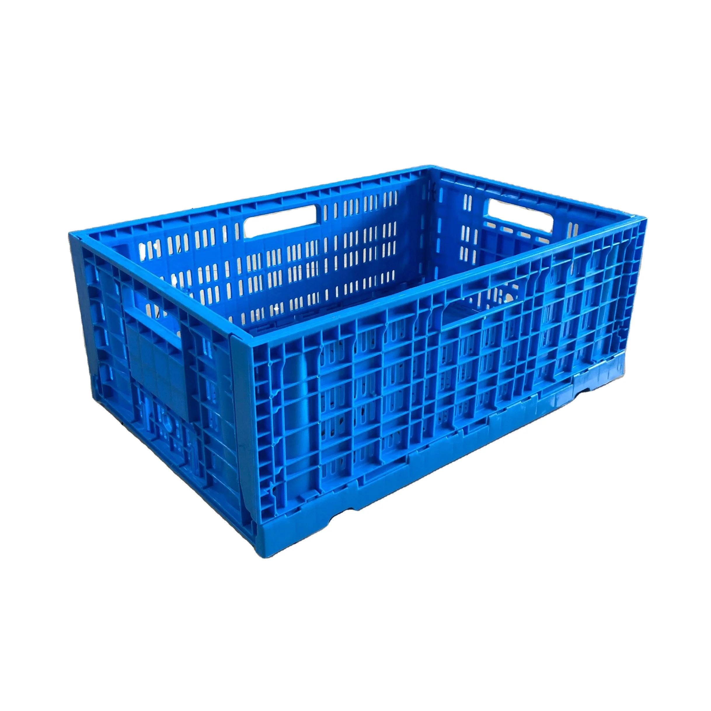 supermarket collapsible hard plastic storage fruit foldable vegetable egg transport basket bins plastic foldable crate