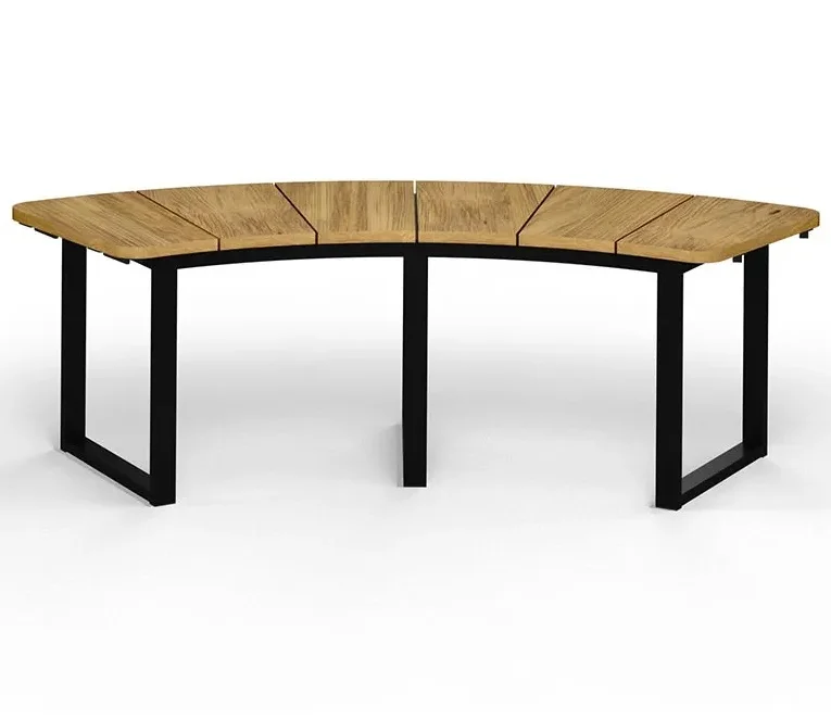 Commercial Round Shape Wooden Garden Bench Metal Benches Plaza Street with Backrest