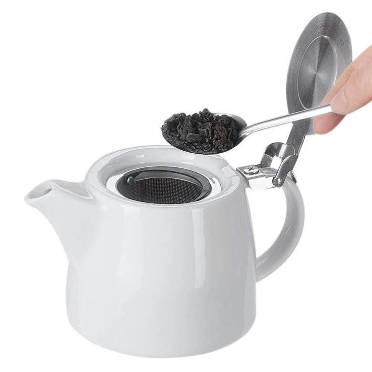 18oz Custom Design Ceramic Teapot with Stainless Steel Infuser