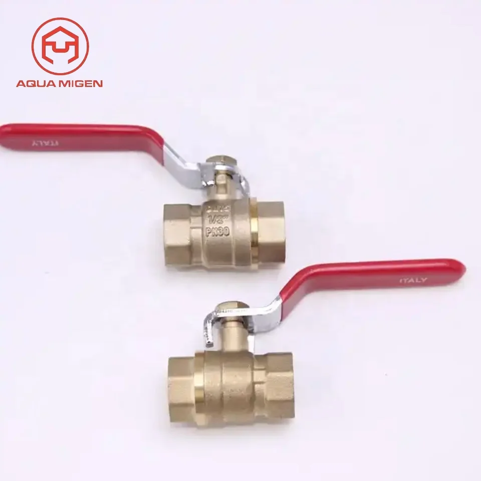 China Factory Hpb57-3 1/2 Brass Ball Valve With Copper Color For Home Plumbing System