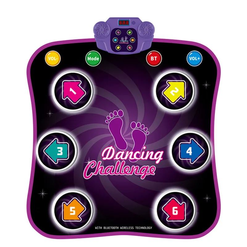 Light Up Bluetooth Dance Mat 6 Light Up Buttons 5 Game Modes Dance Mixer Rhythm Step Piano Mat Electronic Toy For Kids