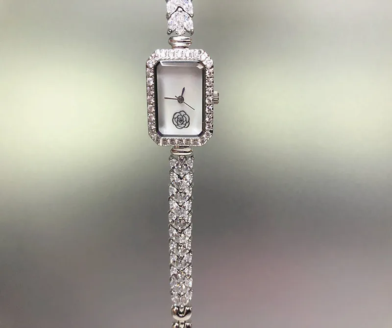 Luxury Crystal Watch Fashion Quartz Watches Ladies Wrist Watches Stainless Steel Female Glass Women Customised Rectangle 2024