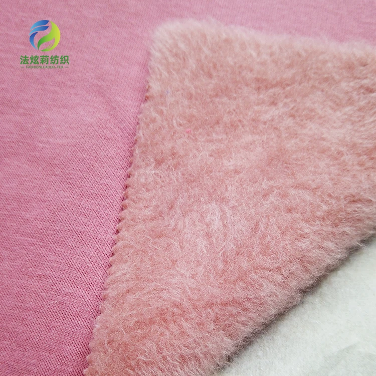 
v cotton double knitted jersey fabric 320gsm 34%Cotton 62%Polyester 4%Spandex terry cotton knitted fleece fabric for hoodies 