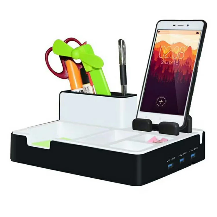 USB-концентратор, настольный органайзер, офисный инструмент, держатель для планшета, мобильного телефона, Фиксатор кабеля, настольный органайзер с зарядным устройством