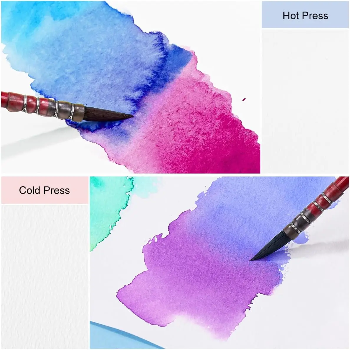 XinyiArt 100% Cotton 300gsm Acid-Free 24 Sheets Cold Press Square Watercolor Journal Paper Pad Sketchbook for Artists Adults