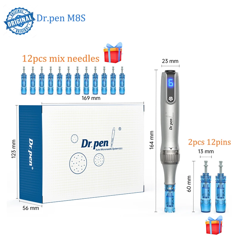 NEW Dr.pen M8S plus Wireless Electric with 14 Cartridges for Smoothing Fine Lines Wrinkles Reducing Caneta dermapens para labios