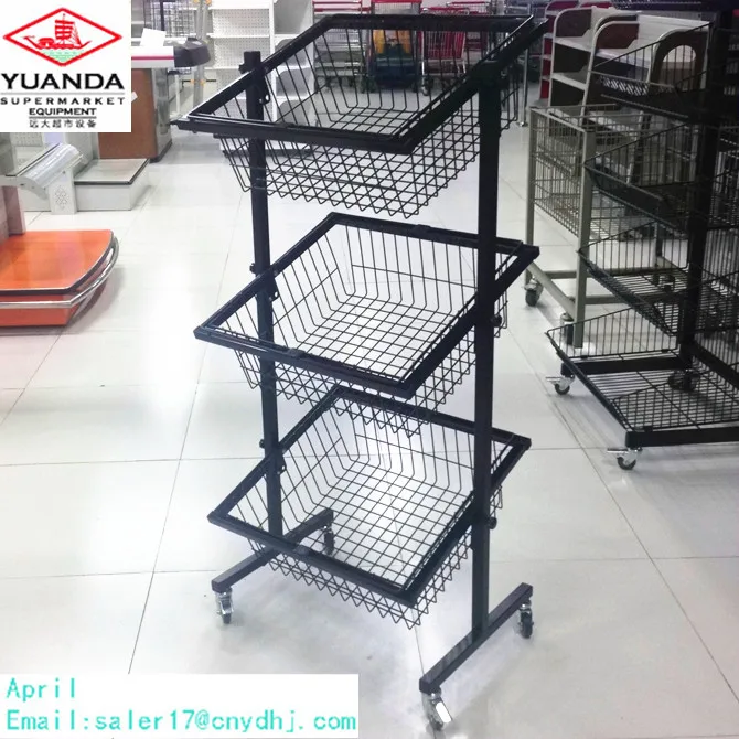 Grocery store hanging wire mesh basket modern display shelf for sell