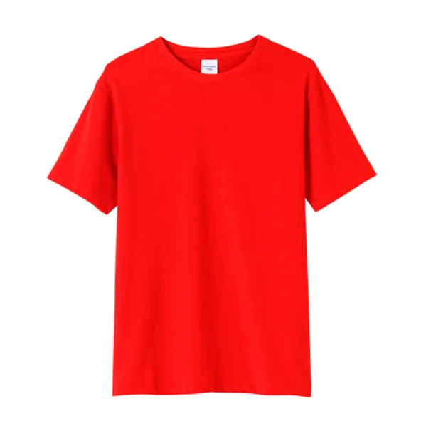 Custom Print Logo Cotton Tshirt Men Short Sleeve Round Neck Tops Tees Basic White Plain T Shirt