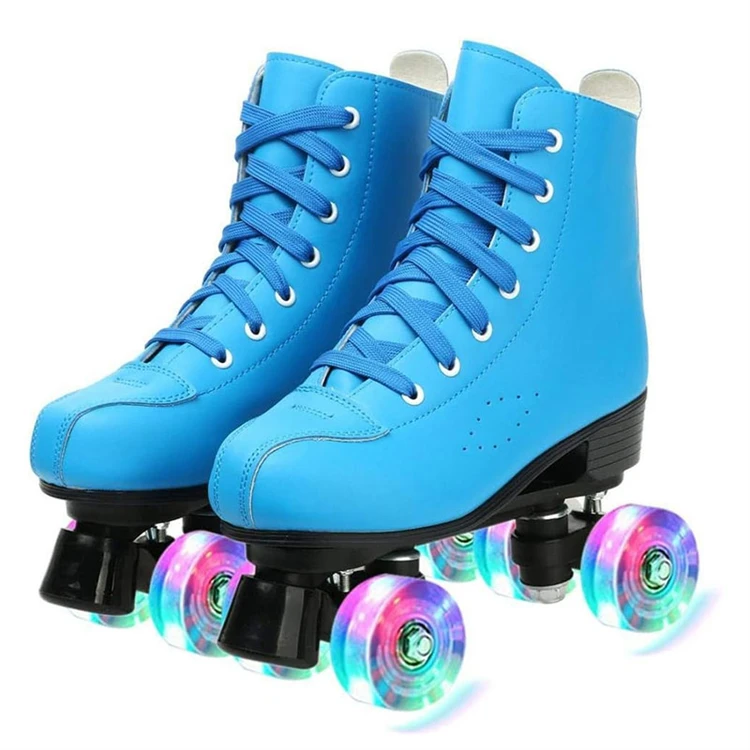 Stock Available Flashing Roller Skating 4 Wheels Blue Skate Shoes for Women and Men