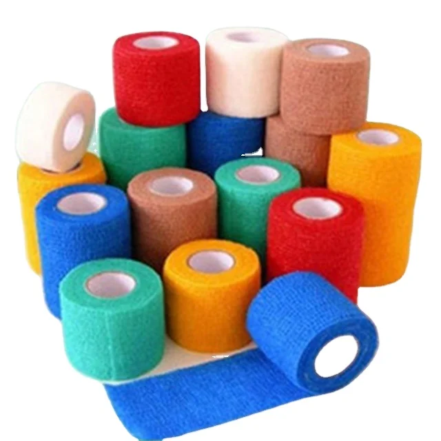 Non Woven Cohesive Flexible Elastic Bandage rolls  bandage with PP nonwoven fabric 30gsm cohesive bandage BRO