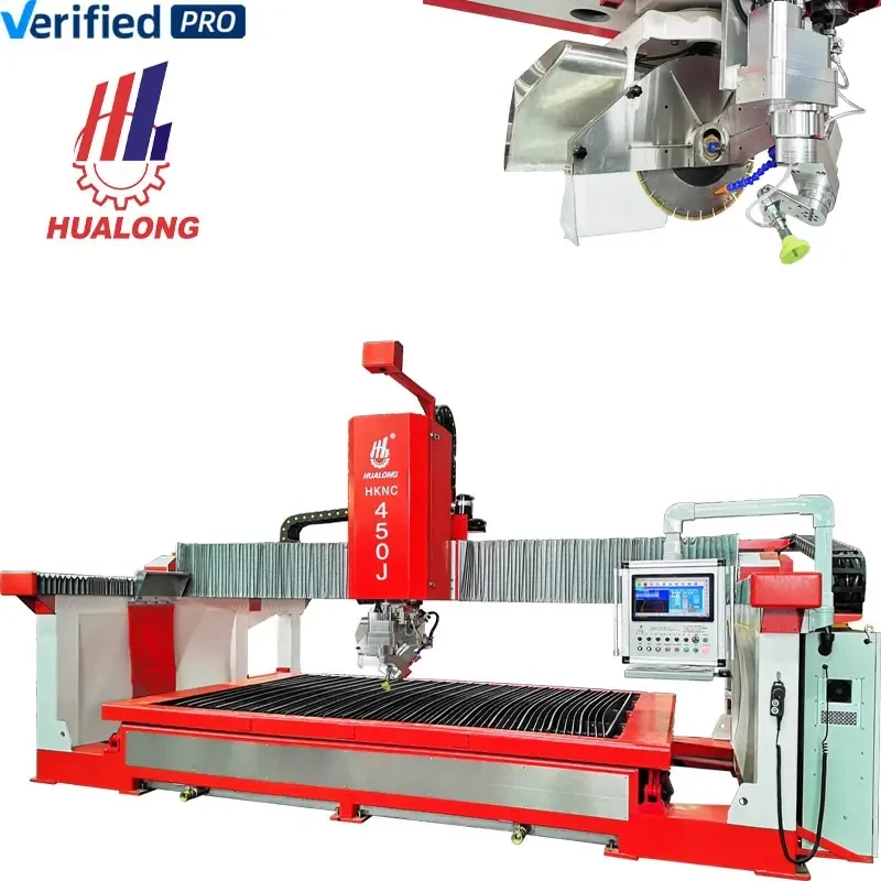 HUALONG machinery multifunction 5 Axis CNC sawjet waterjet cutter mable bridge saw stone cutting machine for granite