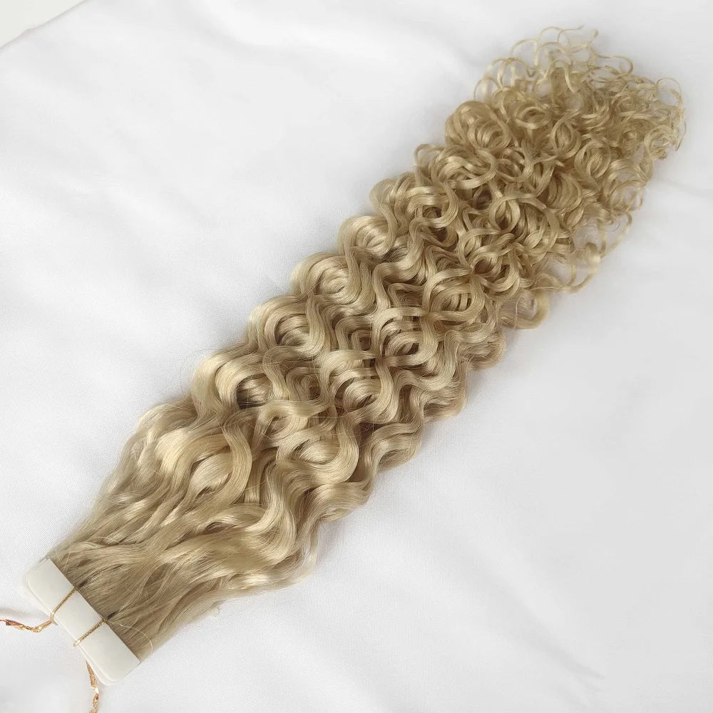 Russian Hair Wholesale Healthy Hand Tied Skin Weft Tape In Hair Extension Blonde 613 Color