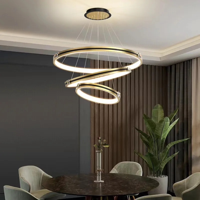 Hot Selling Indoor Hotel Living Room Stylish Simplicity Round Chandelier Circular Acrylic Led Lighting Ceiling Lamp