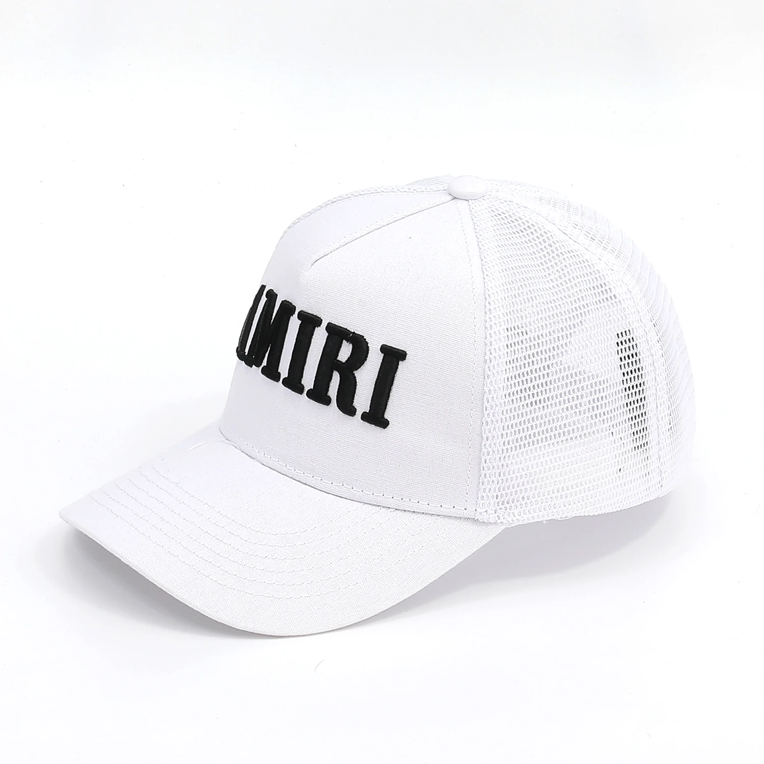 Wholesale Men High Quality Trucker Snapback 5 Panel Brim 3D Embroidery Fitted Sports Cap Amiry Baseball Cap