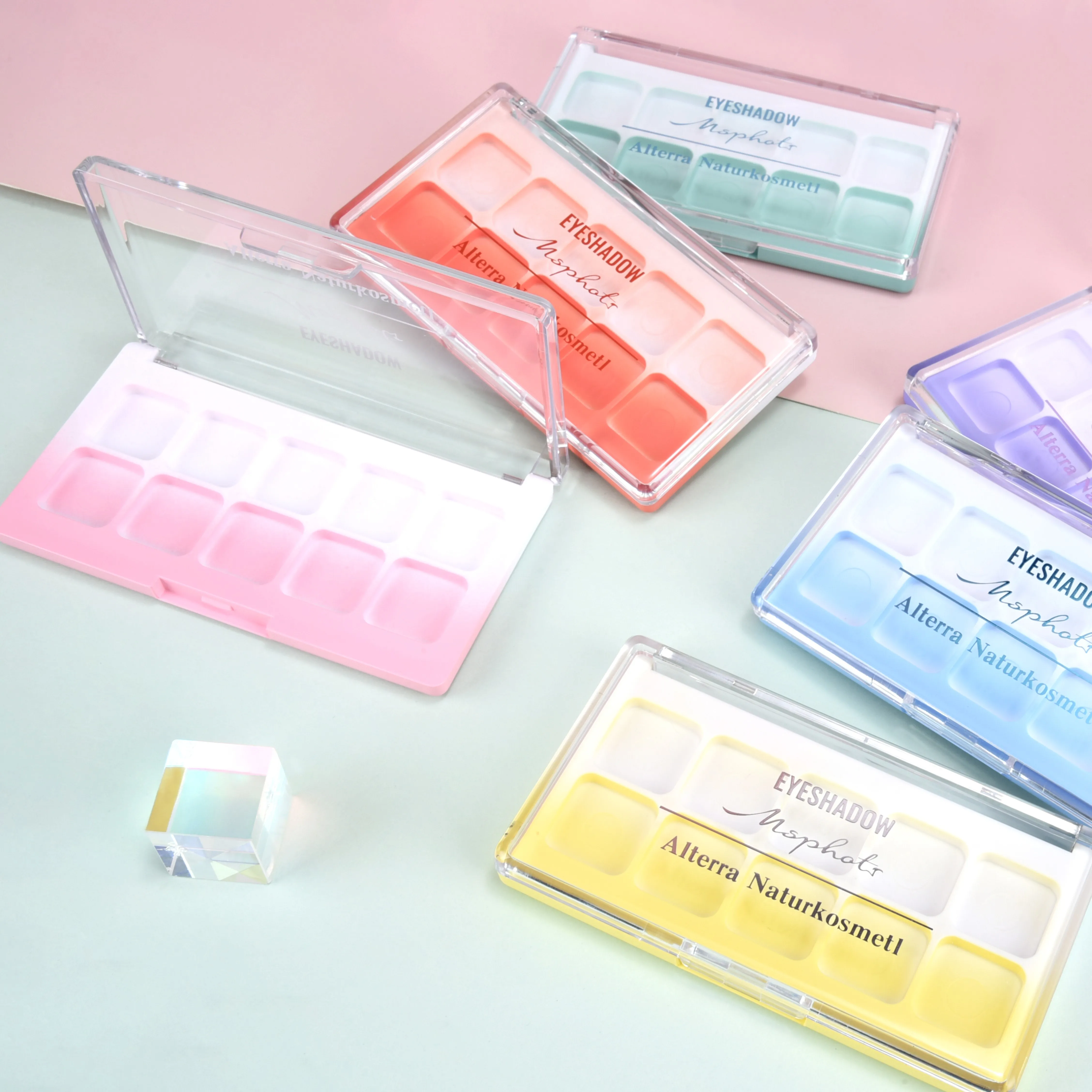 Sweet style 18mm empty eyeshadow pans square clear empty 10 color eyeshadow pallet packaging