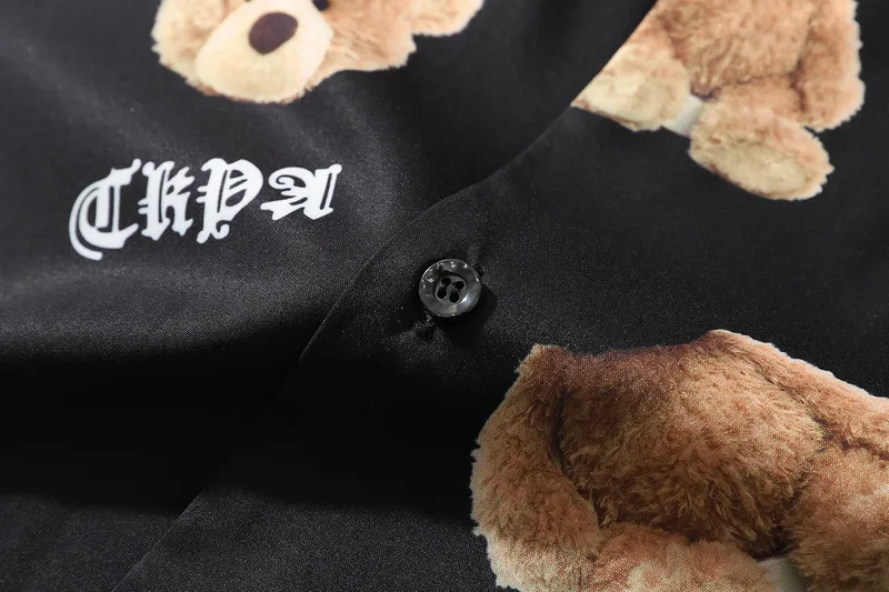 
2020 new arrival vintage Beheaded bear printing student short sleeve shirt for young men 