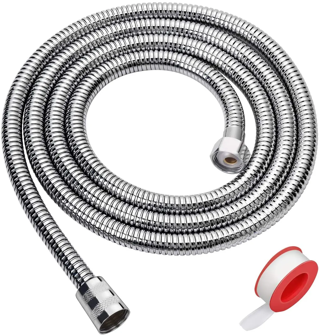 Shower Hose Extra Long Chrome Handheld Shower Head Hose with Brass Insert and Nut - Lightweight and Flexible