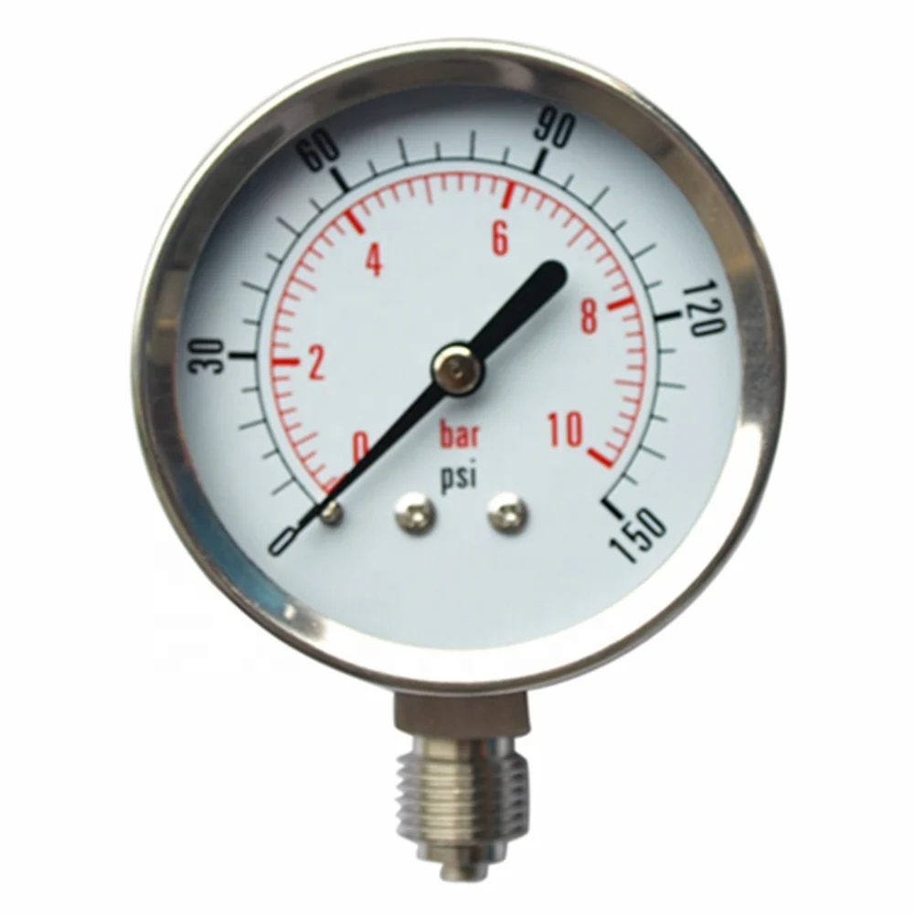 Wholesalers professional factory price stainless steel case water bourdon tube pressure gauge