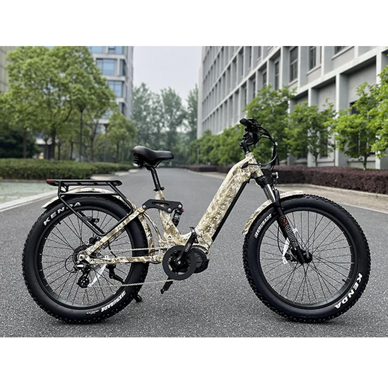 40 miles max distance 28MPH top speed Shimano 7-speed derailleur fat tire hunting mountain beach 750 watt electric bike