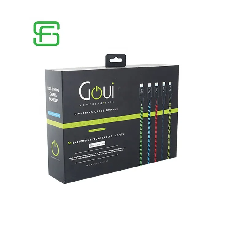 Recycled Data line Cardboard Packaging Box Customized Packaging Box With Hanger