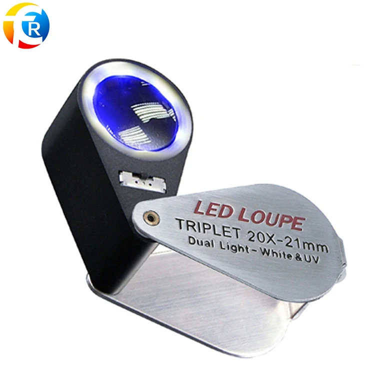 20X Amplification 21mm Single Light LED Lighted Handheld Gem