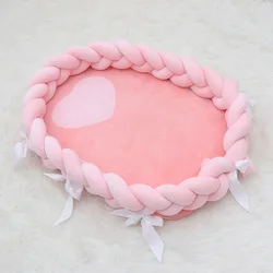 Pophorn Stylish Plaited Bow Portable And Detachable Baby Bed Mat Braided Twist Guard Rail Baby Cot Bed