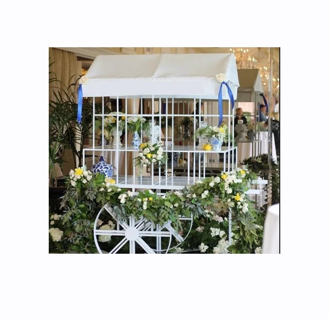 Wedding Party Garden Decoration Flower Display Cart rack White Gift Cart