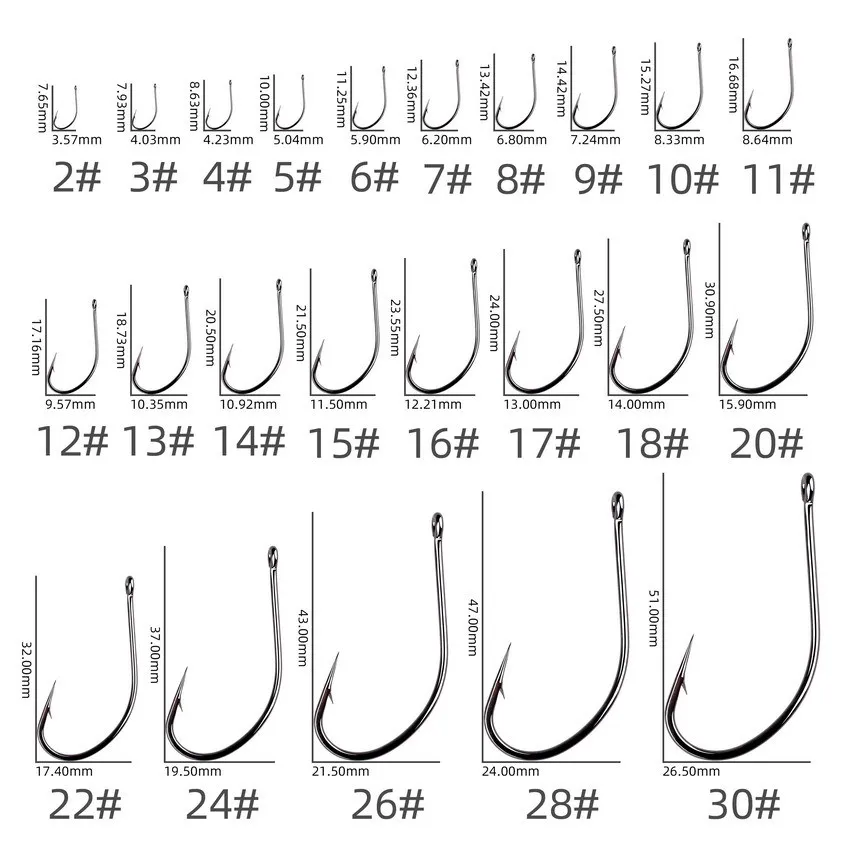 New original high-strength size 2#~30#high carbon steel barbed crooked mouth sea fishing hook with loop fly fishing hooks