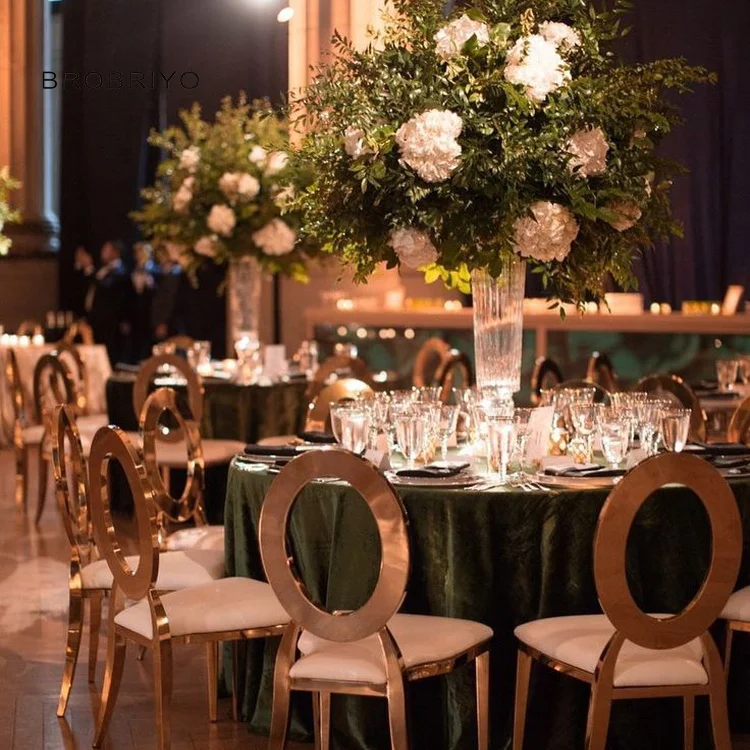 Wedding Furniture Discount Gold Banquet Chair Stainless steel Banquet O back Chair Gold Banquet Chair