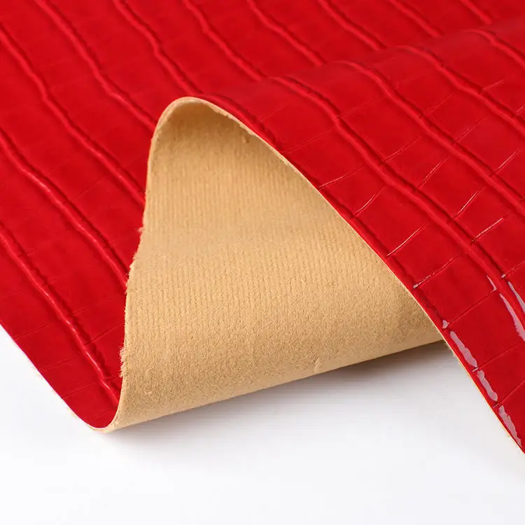 Artificial Leather Manufacturer Patent crocodile pattern PU synthetic leather glossy crocodile faux PU leather for bags shoes