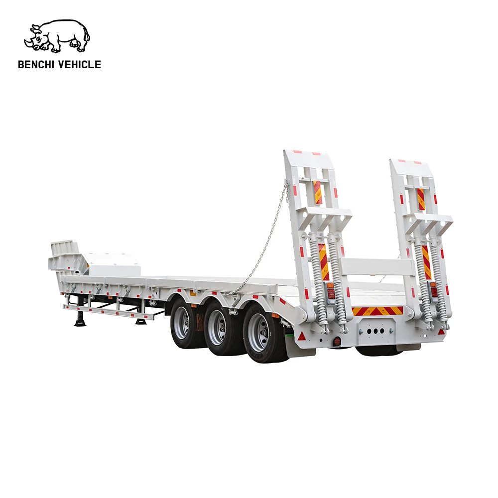 3 Axle Low Bed Loader 50 60 70 Ton Gooseneck Lowboy Semi Truck Trailer