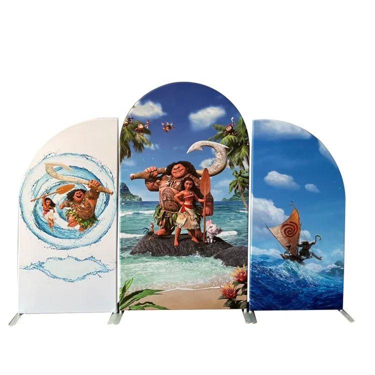 Printed aluminum profile tension fabric customized free standing arch backdrop for wedding